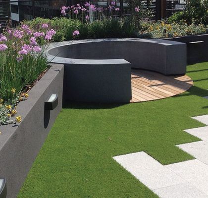 lightweight concrete seating rooftop garden