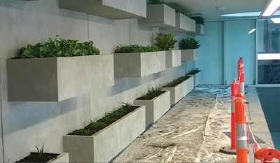 Lightweight concrete wall planters