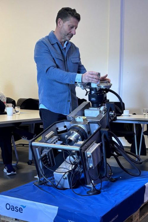 H2O Designs team looking at the latest fountain technology H2O-Designs-at-OASE-Professional-reviewing-fountain-tech-in-Germany