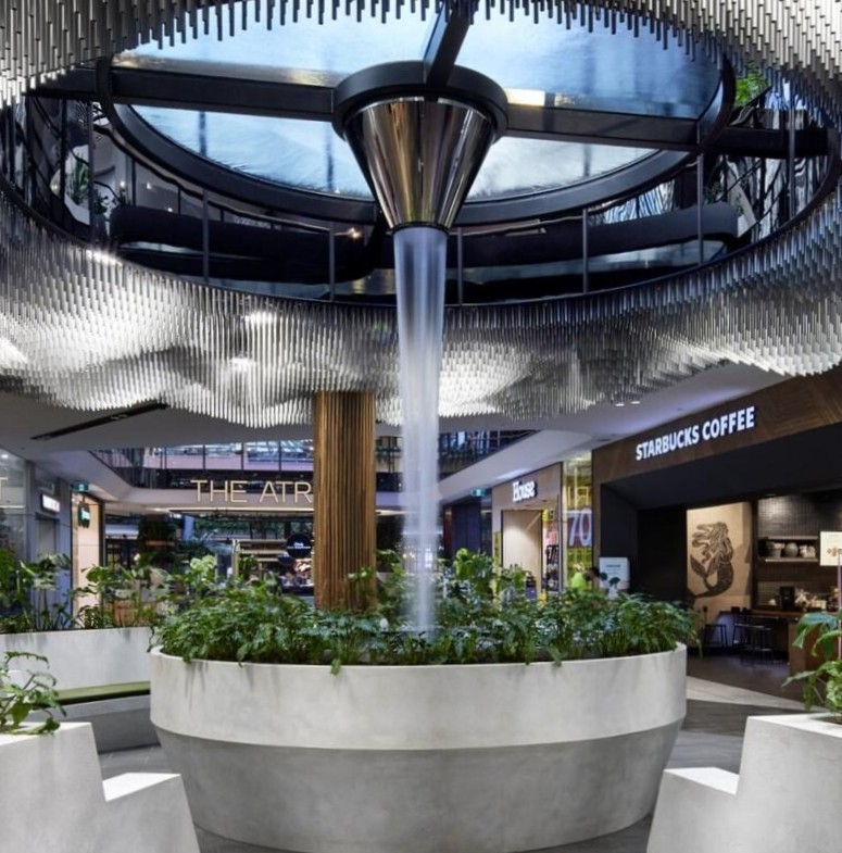 Handmade LICOM76 & Stainless steel planter boxes and water feature at Highpoint shopping centre by H2O Designs, Melbourne